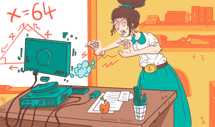 Teacher Miss Green shown struggling with her computer in "Code-it Cody"