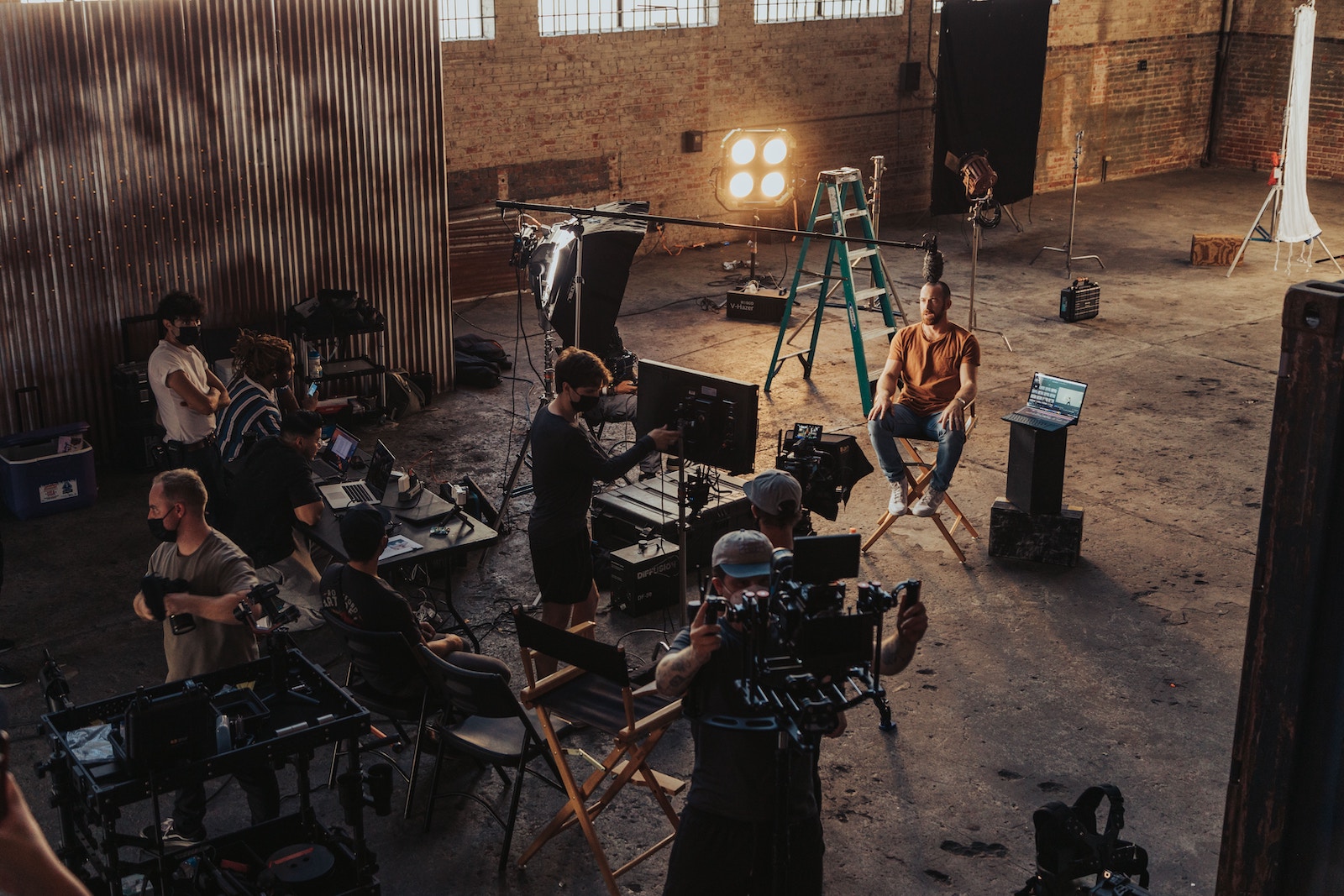 Film crew and director on set while filming. How Steven Spielberg learned to make films as a child.